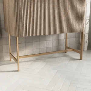 Scudo Linea Curve 900mm Vanity Unit With Brass Legs and White Basin - Reed Green