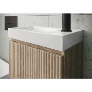 Scudo Linea 400mm Cloakroom Unit With White Basin - Matte Black
