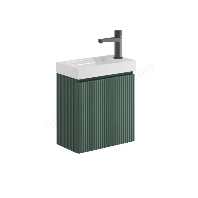 Scudo Linea 400mm Cloakroom Unit With White Basin - Reed Green