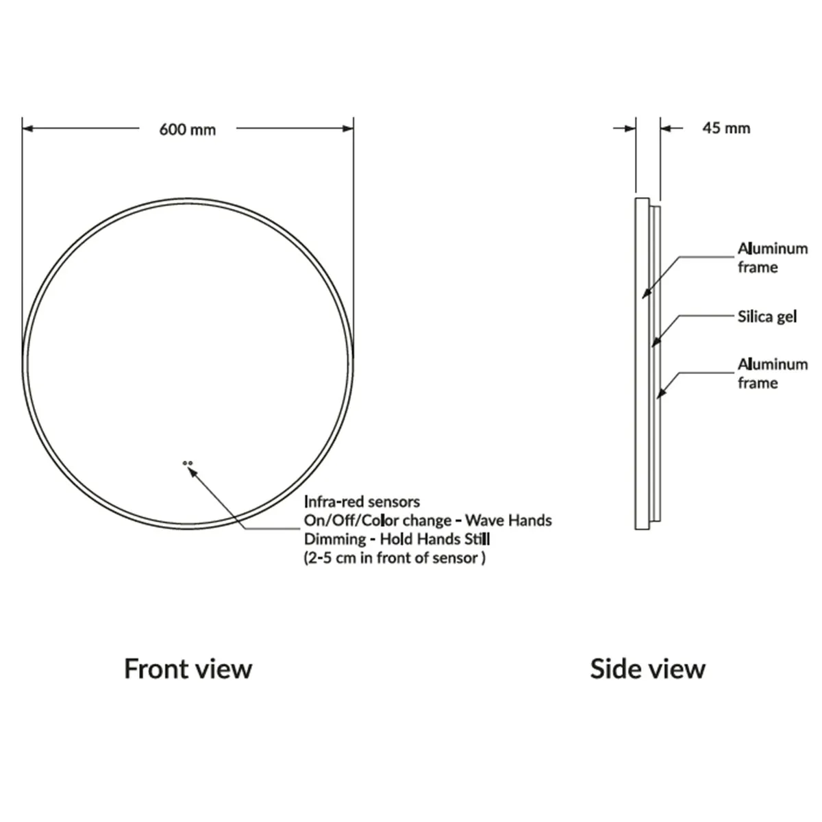 Scudo Macie 600mm LED Round Mirror - Brushed Brass - Image 3