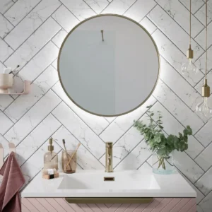 Scudo Macie 600mm LED Round Mirror - Brushed Brass