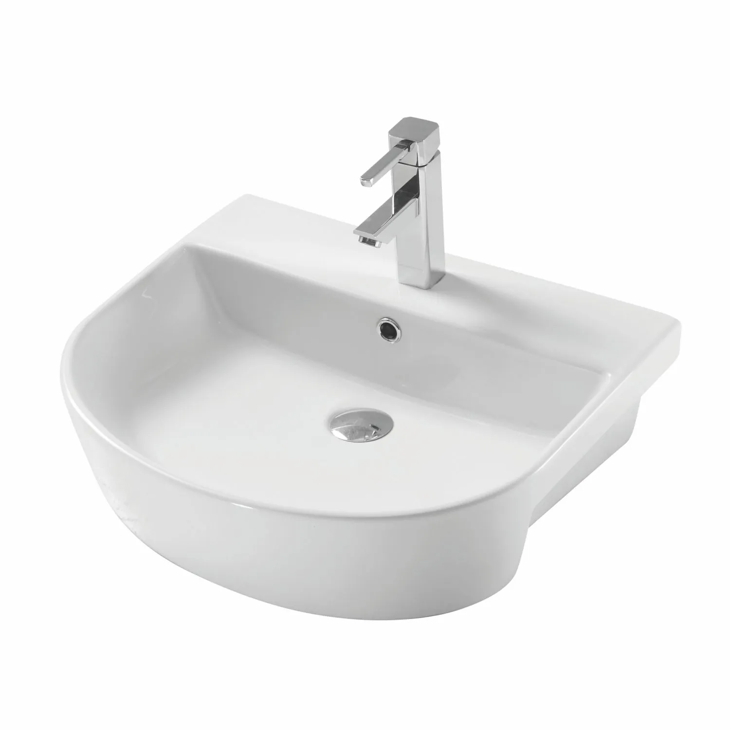 Scudo Middleton 560mm Semi Recessed Basin - 1 Tap Hole White