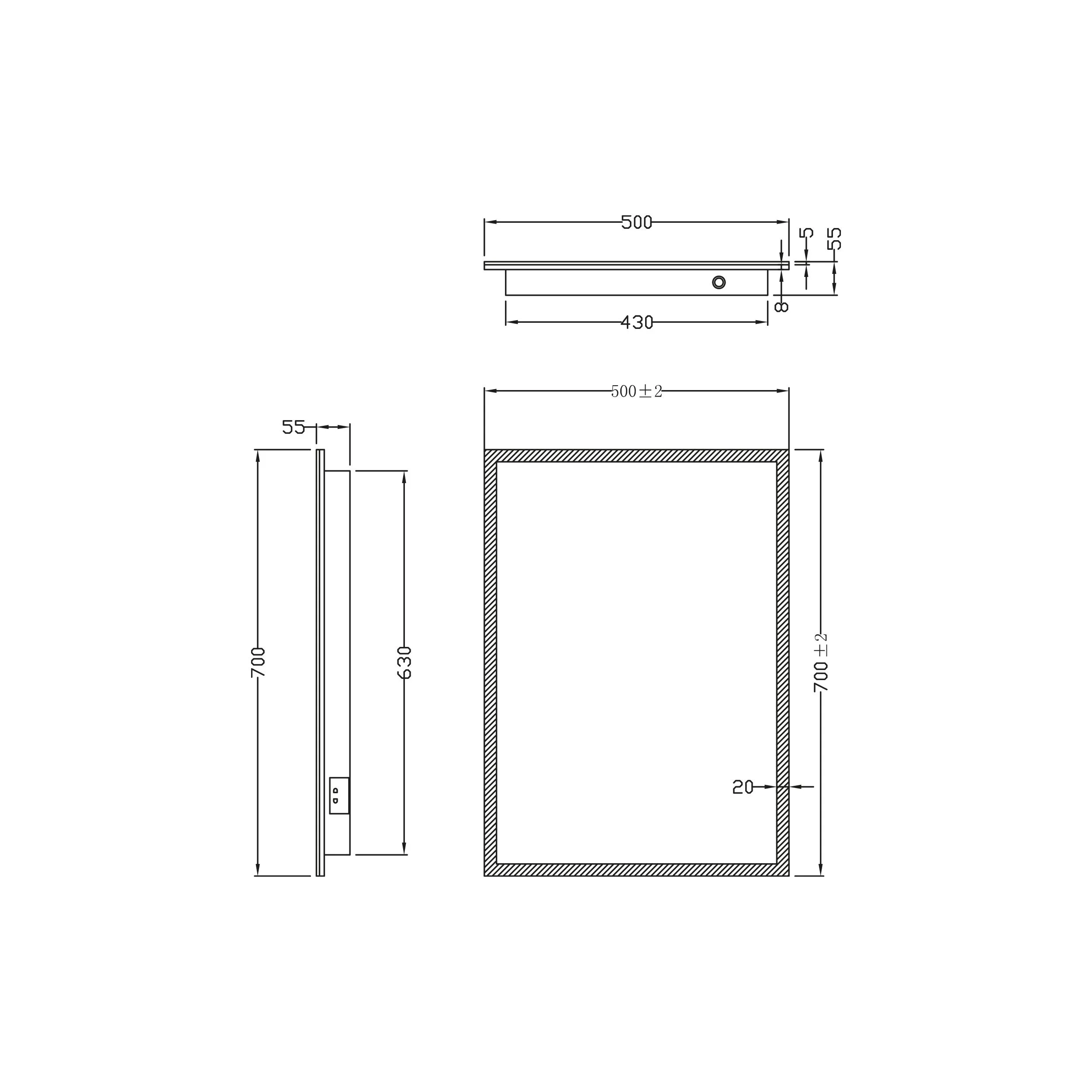 Scudo Mosca 500mm x 700mm LED Mirror w/ Demister Pad & Shaver Socket - Image 3