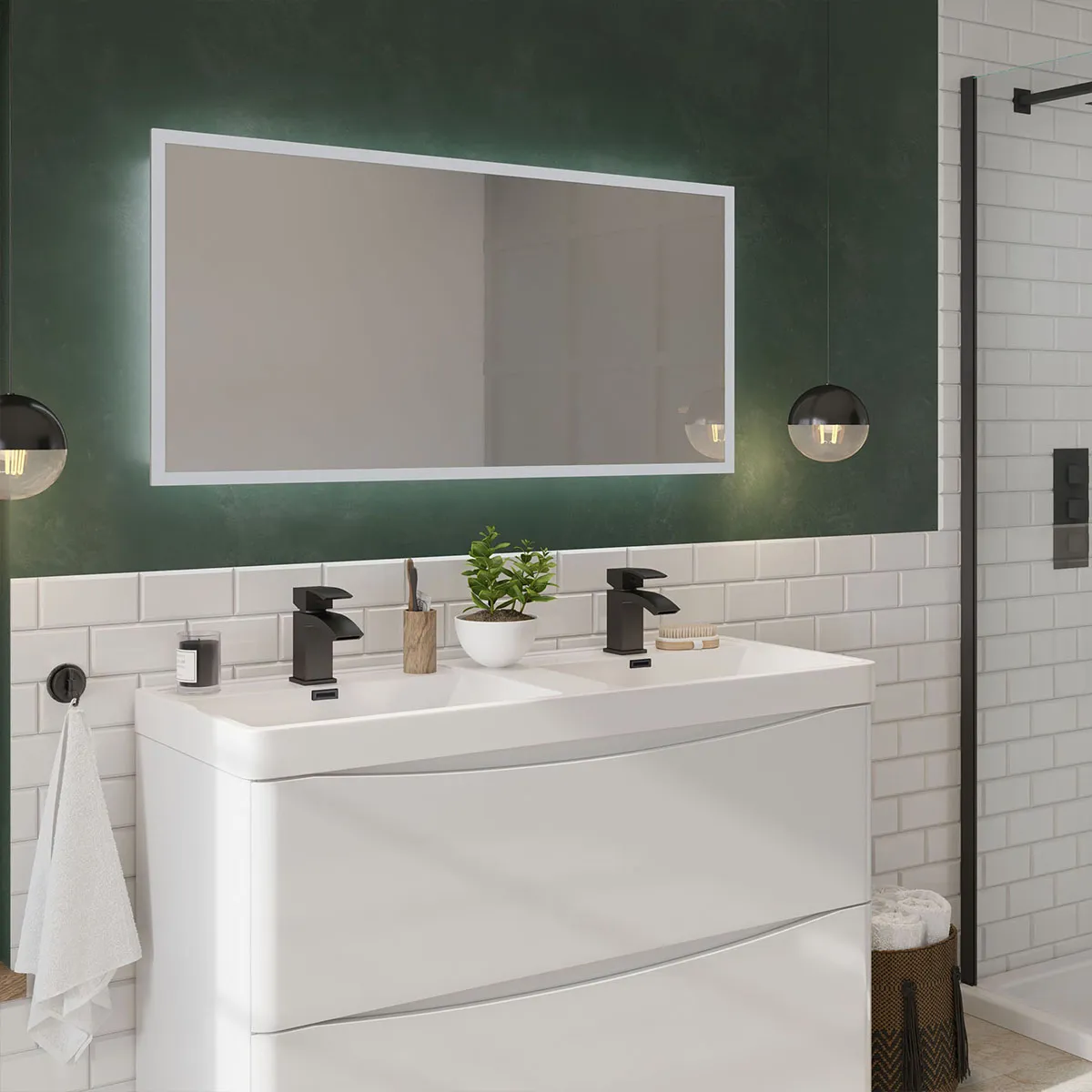 Scudo Mosca 1200mm x 600mm LED Mirror w/ Demister Pad & Shaver Socket - Image 2