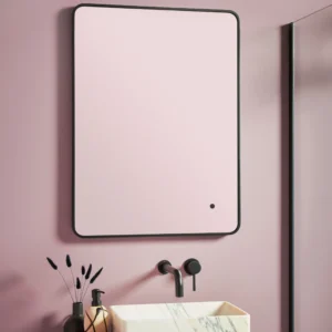 Scudo Alfie Soft 600mm x 800mm Square LED Mirror - Black