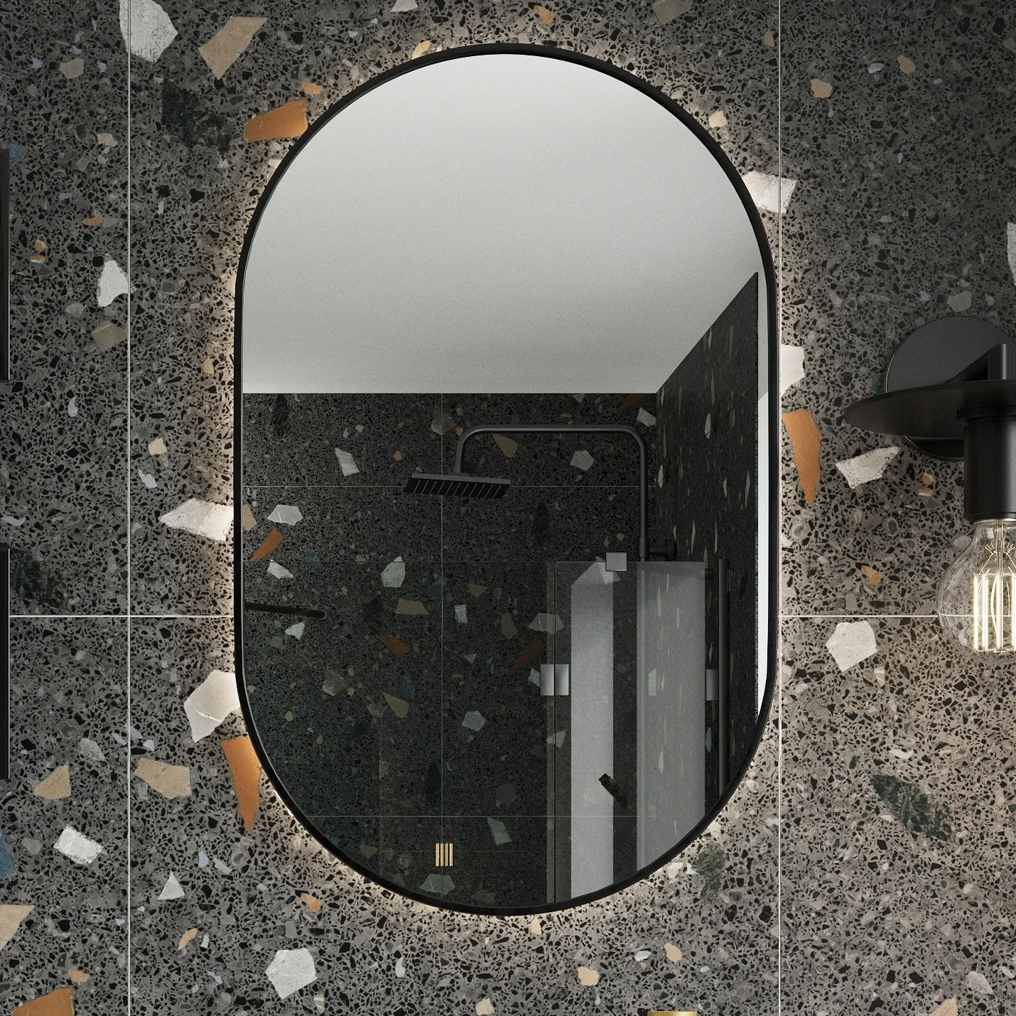 Scudo Aubrey 500mm x 800mm Square LED Mirror - Black