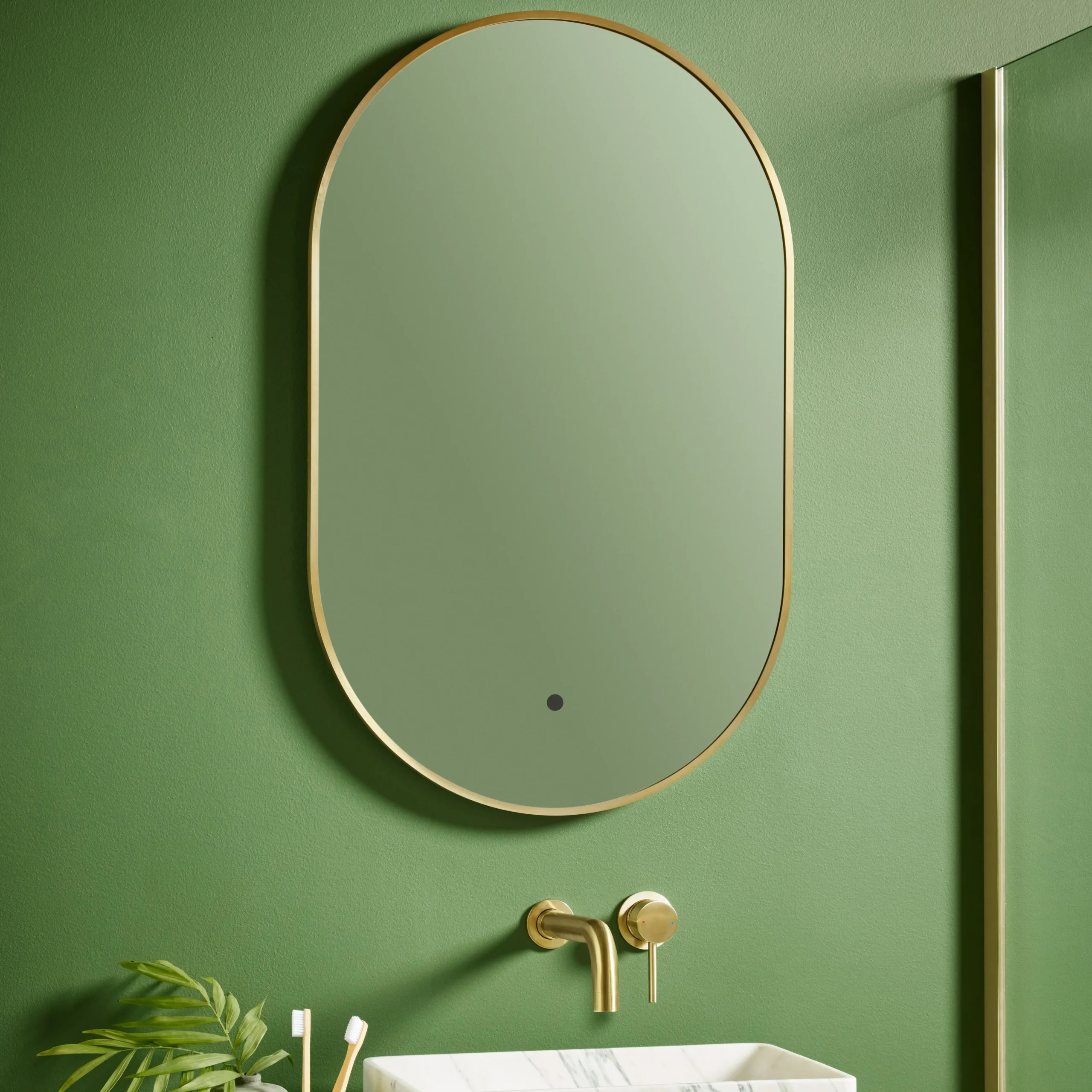 Scudo Aubrey 500mm x 800mm Square LED Mirror - Brushed Brass