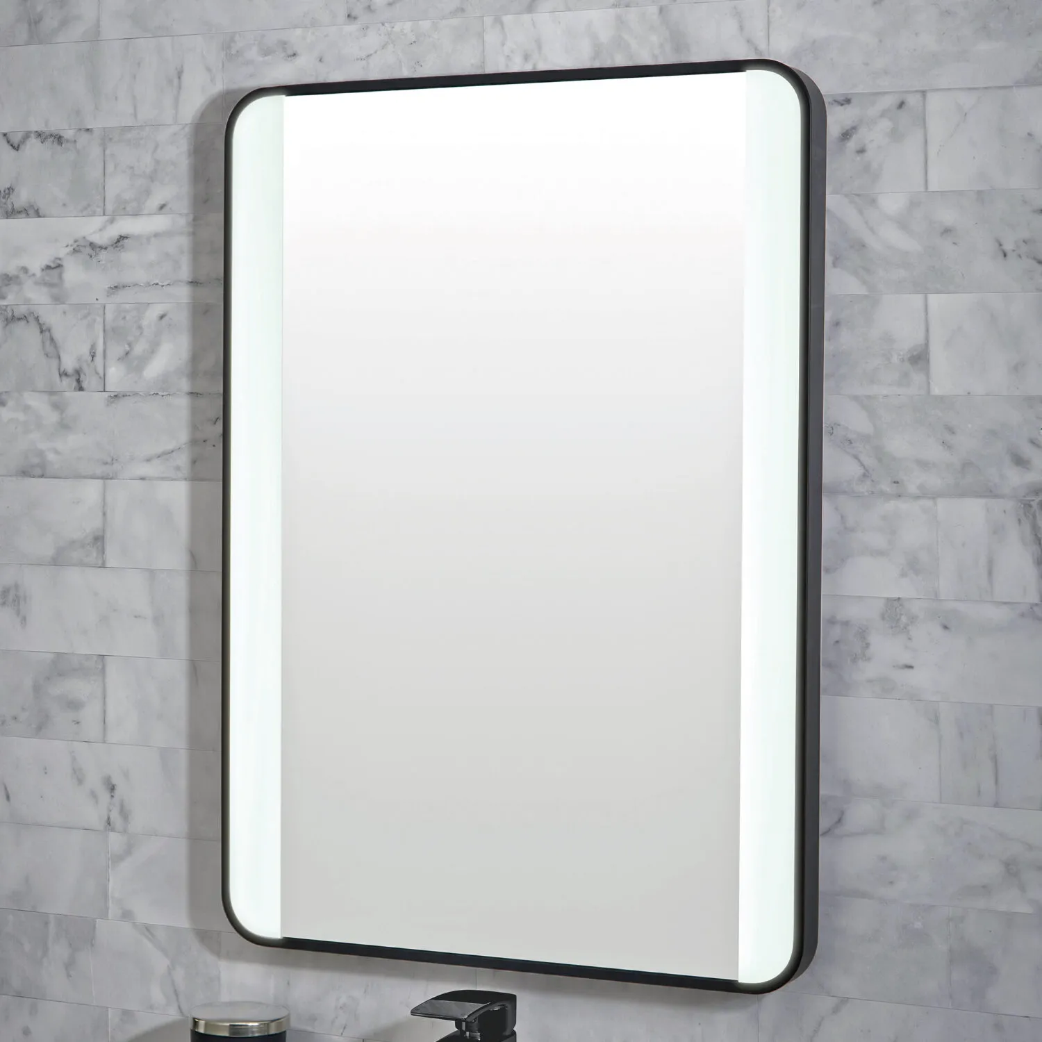 Scudo Mono 500mm x 700mm Soft Square Mirror w/ Demister & Colour Change - Matte Black - Image 2