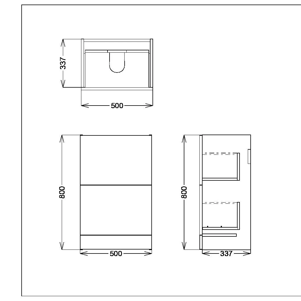 Scudo Muro 500mm Floor Standing 2 Drawer Unit With White Ceramic Basin - Davos Oak - Image 2
