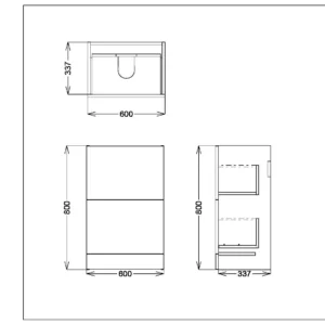 Scudo Muro 600mm Floor Standing 2 Drawer Unit With White Ceramic Basin - Reed Green