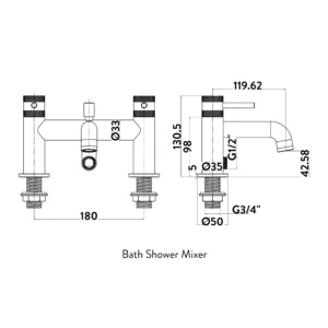 Scudo Core Bath Shower Mixer - Chrome