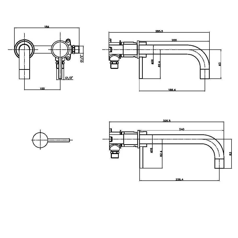 Scudo Core Wall Mounted Basin Tap - Black - Image 3