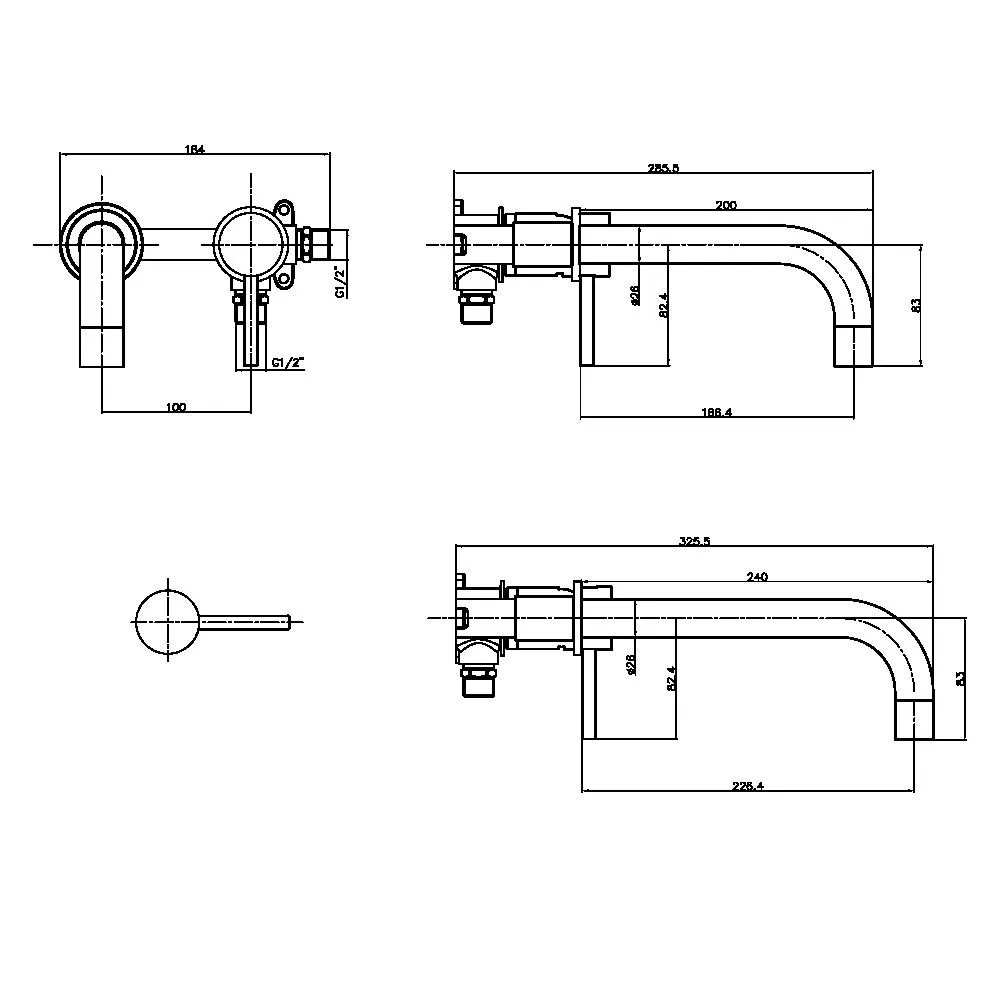 Scudo Core Wall Mounted Basin Tap - Brushed Brass - Image 4