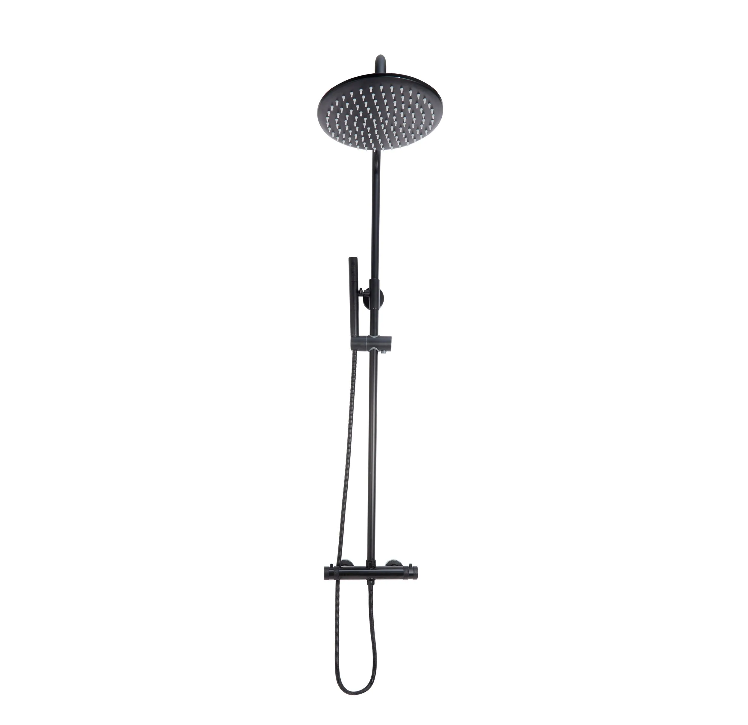 Scudo Core Round Rigid Riser Shower - Black