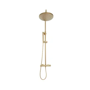 Scudo Core Round Rigid Riser Shower - Brushed Brass