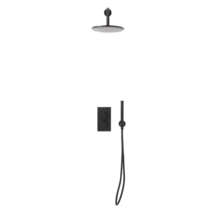 Scudo Core Round Handle Shower Arm Drench Head Handset & Mounting Bracket - Black