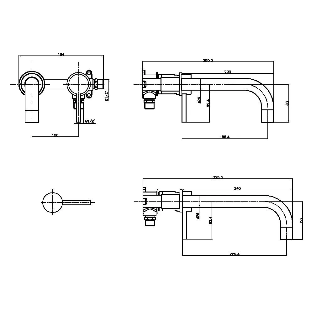 Scudo Core Wall Mounted Basin Tap - Gunmetal - Image 2