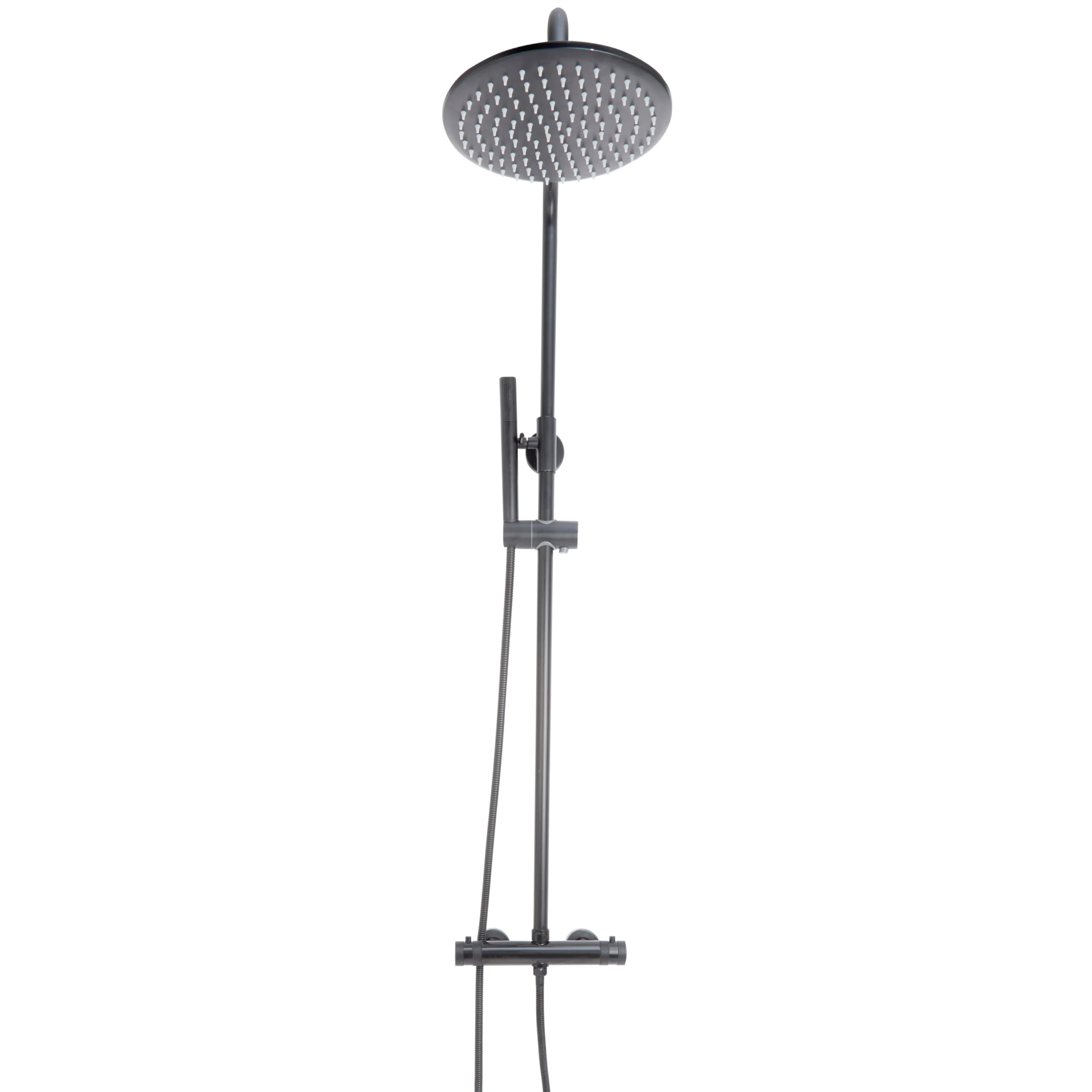 Scudo Core Round Rigid Riser Shower - Gunmetal