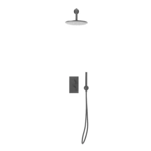 Scudo Core Round Handle Shower Arm Drench Head Handset & Mounting Bracket - Gunmetal