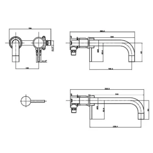 Scudo Core Wall Mounted Basin Tap - Brushed Bronze