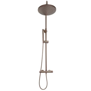 Scudo Core Round Rigid Riser Shower -  Brushed Bronze