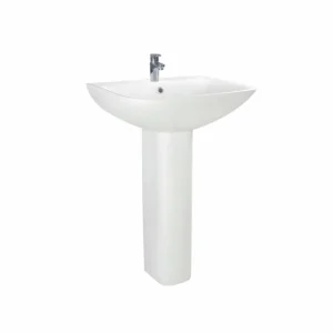 Scudo Porto 550mm Basin and Pedestal - 1 Tap Hole White