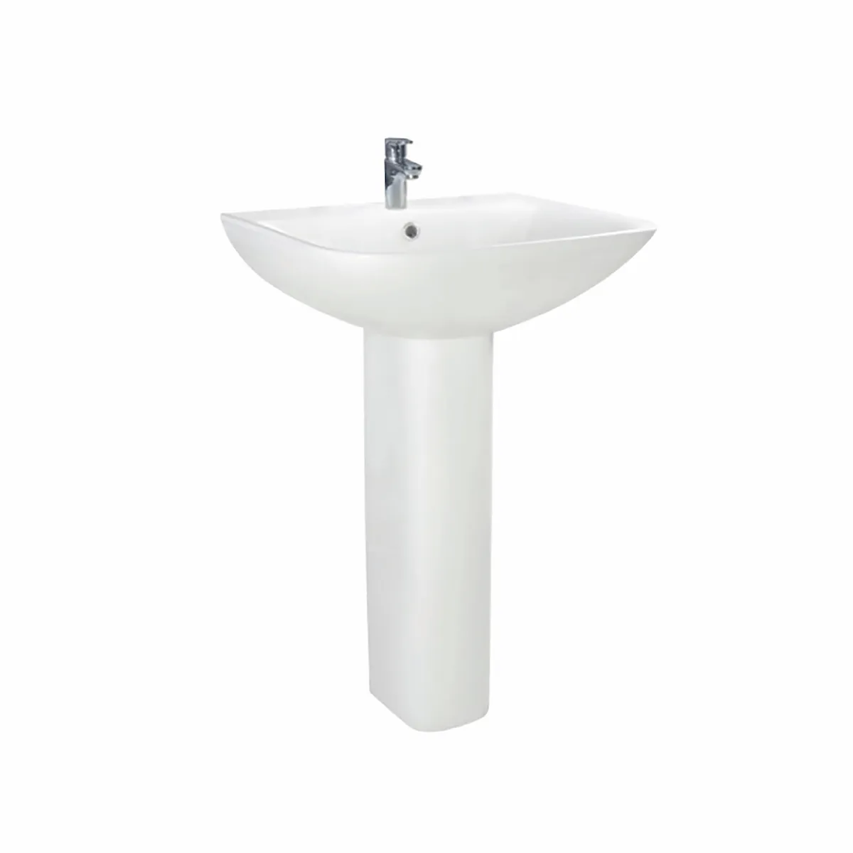 Scudo Porto 550mm Basin and Pedestal - 1 Tap Hole White