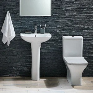 Scudo Porto 550mm Basin and Pedestal - 1 Tap Hole White