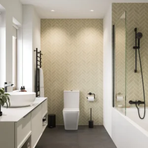Showerwall Acrylic 2400 x 1200 Sand Herringbone SCA75