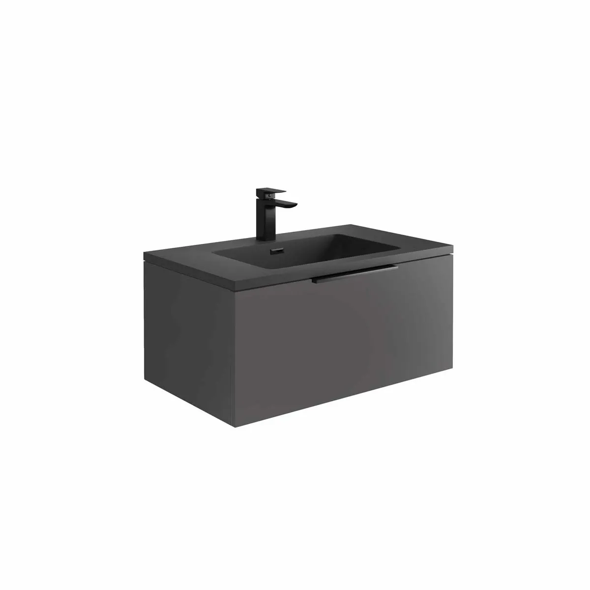 Scudo Ambience 800mm LED Wall Mounted Vanity Unit With Grey Basin - Matte Grey - Image 2
