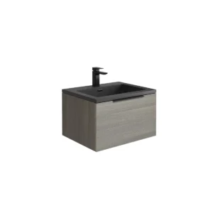 Scudo Ambience 600mm LED Wall Mounted Vanity Unit With Grey Basin - Grey Oak