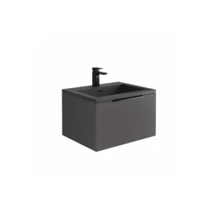 Scudo Ambience 600mm LED Wall Mounted Vanity Unit With Grey Basin - Matte Grey