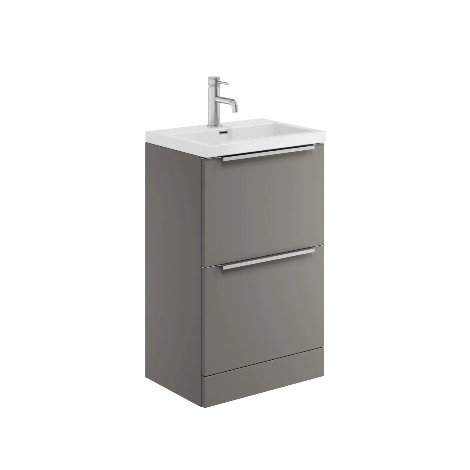 Scudo Muro 500mm Floor Standing 2 Drawer Unit With White Ceramic Basin - Dust Grey
