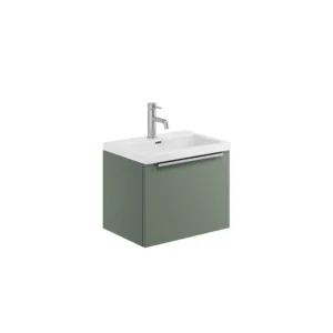 Scudo Muro 500mm Wall Hung Unit With White Ceramic Basin - Reed Green