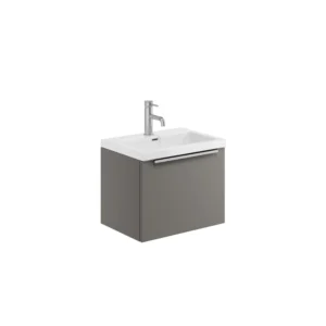 Scudo Muro 500mm Wall Hung Unit With White Ceramic Basin - Dust Grey