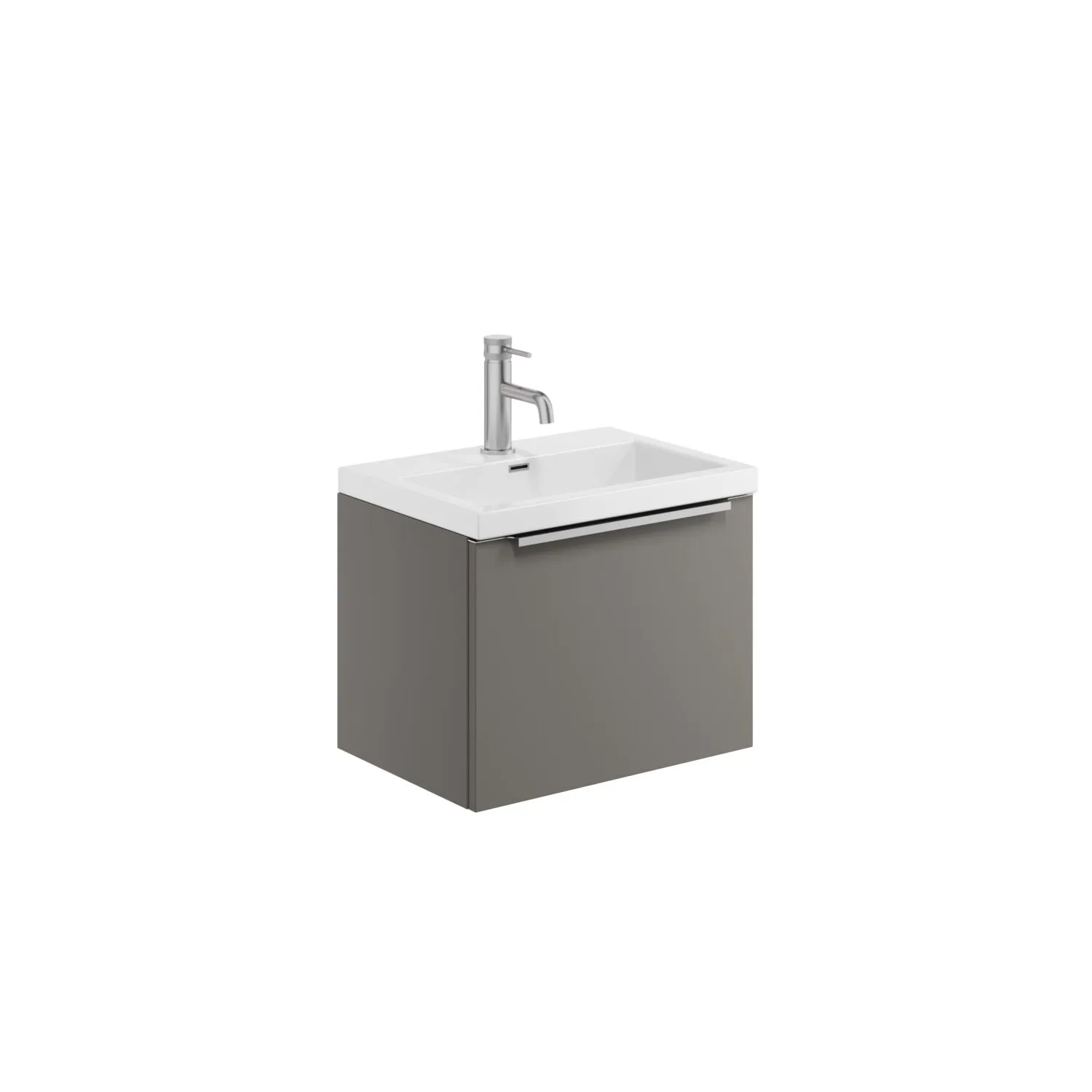 Scudo Muro 500mm Wall Hung Unit With White Ceramic Basin - Dust Grey