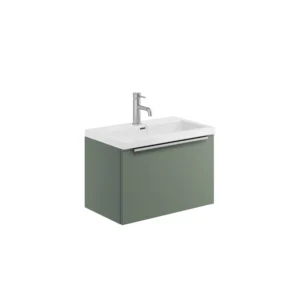 Scudo Muro 600mm Wall Hung Unit With White Ceramic Basin - Reed Green