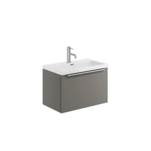 Scudo Muro 600mm Wall Hung Unit With White Ceramic Basin - Dust Grey