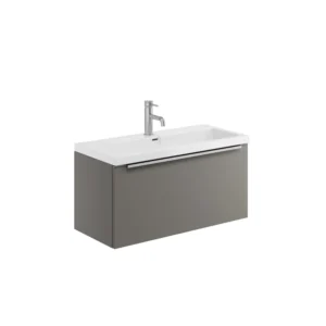 Scudo Muro 800mm Wall Hung Unit With White Ceramic Basin - Dust Grey