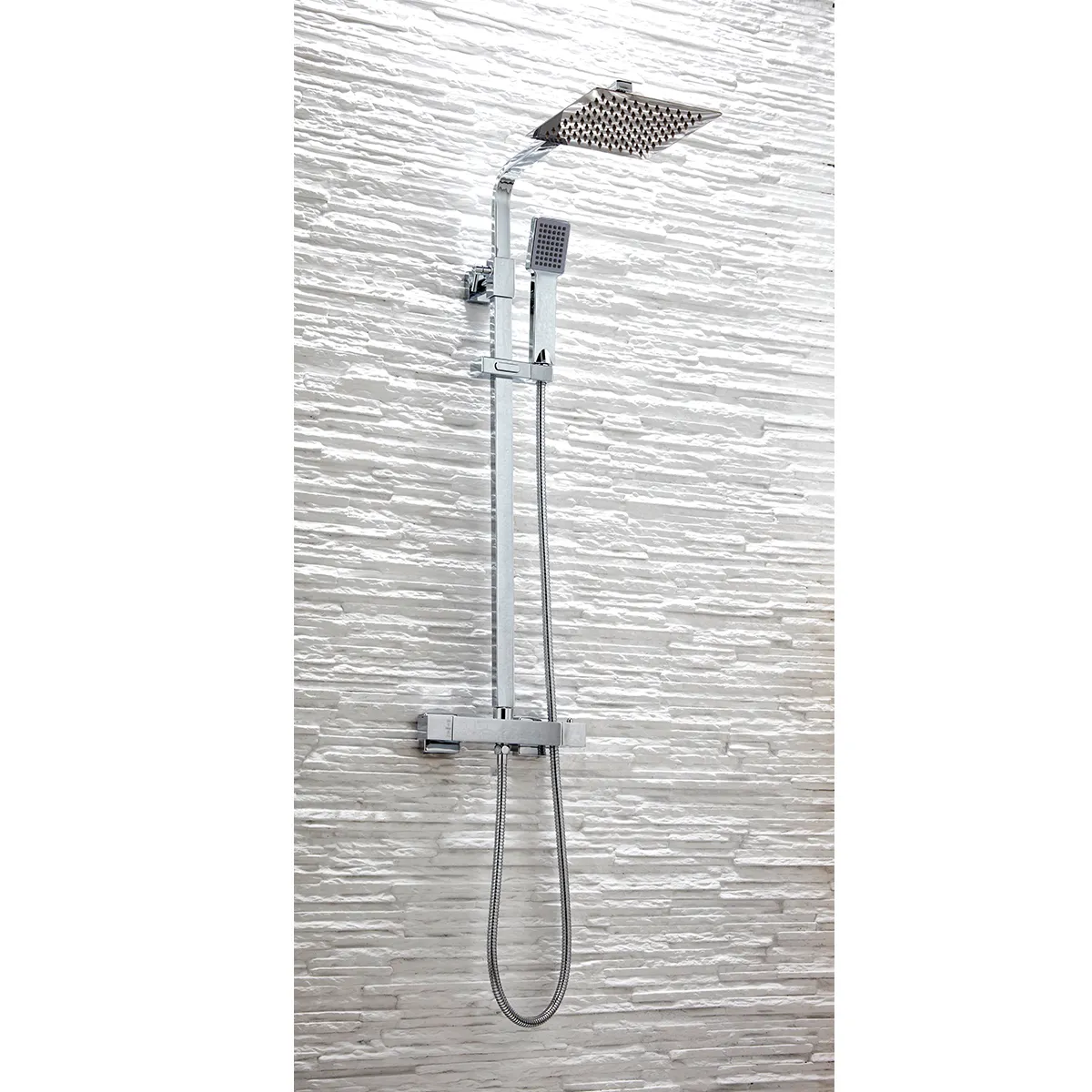Scudo Elliot Square Rigid Riser Shower - Chrome