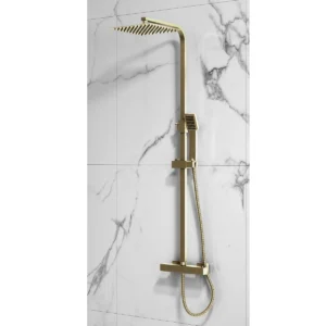 Scudo Elliot Square Rigid Riser Shower - Brushed Brass