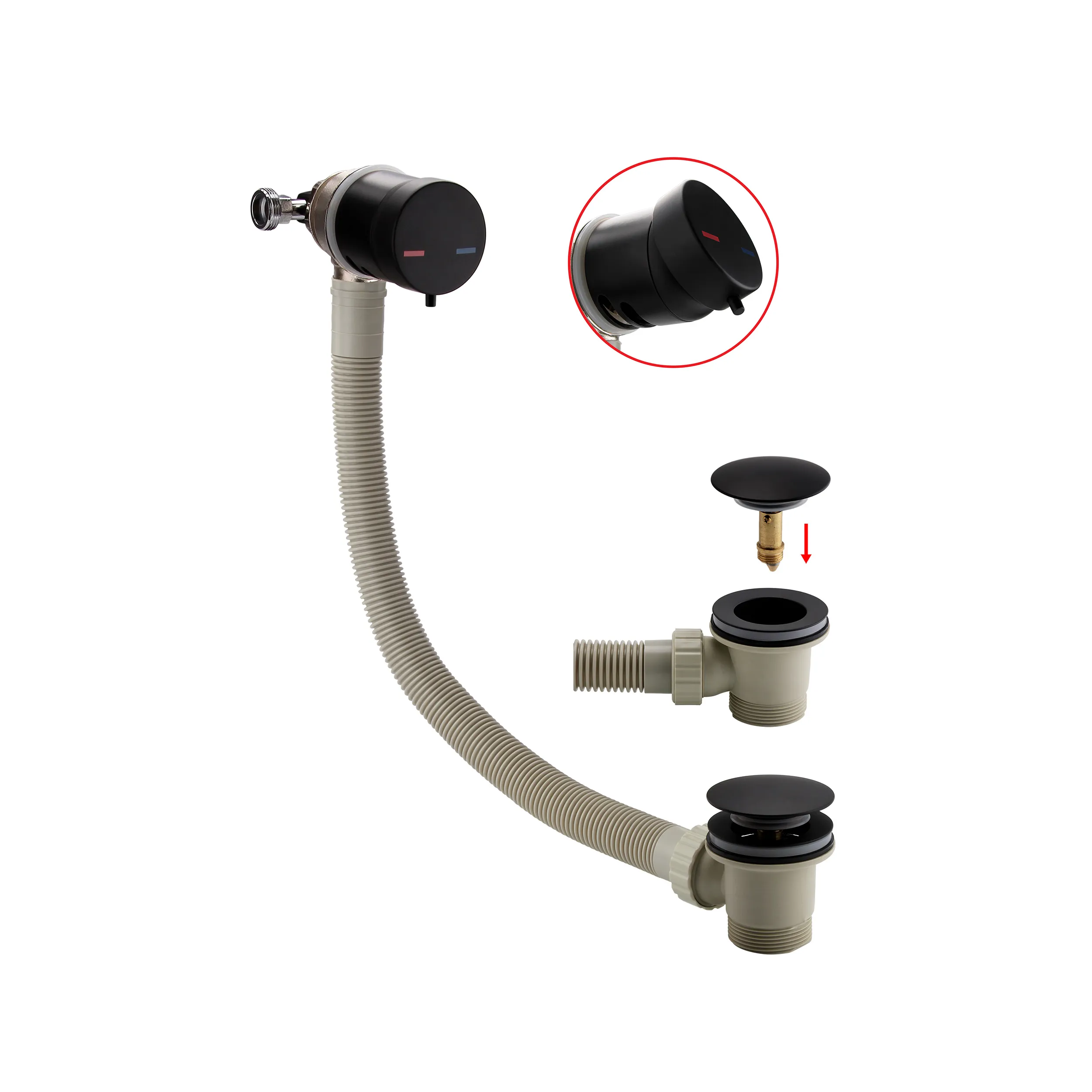Scudo Bath Filler and Overflow - Black