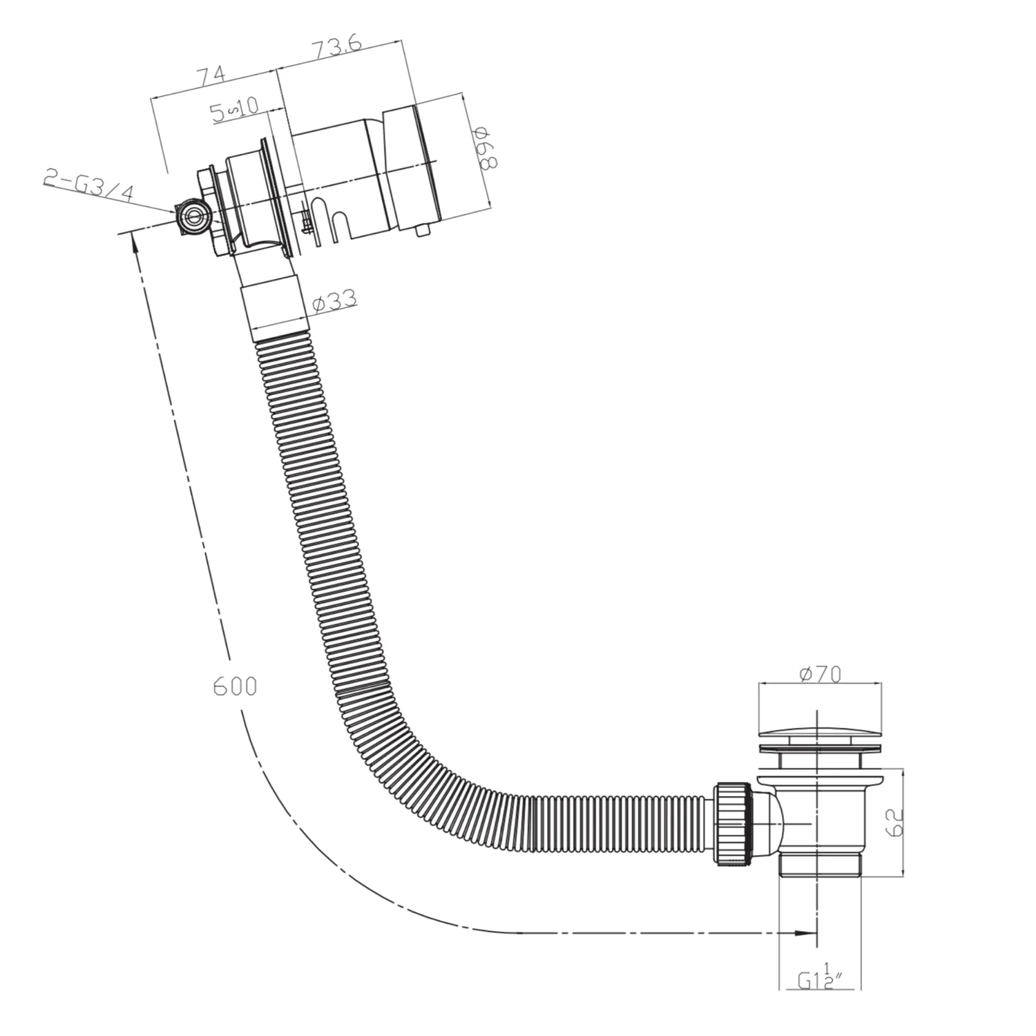 Scudo Bath Filler and Overflow - Black - Image 3