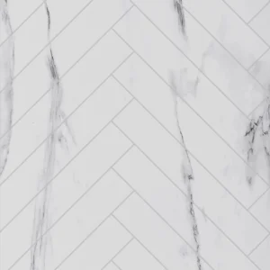 Showerwall Laminate White Marble Herringbone Tile SWT03 2400 x 600 Proclick