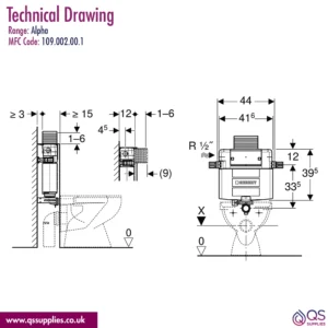 Geberit Duofix Alpha Concealed Cistern 12cm - 6/3 Litres - 82cm Height
