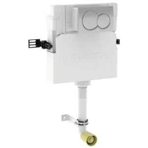 Geberit Duofix Alpha Concealed Cistern 12cm - 6/3 Litres - 109cm Height + Round Flush Plate