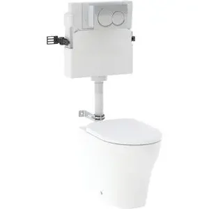 Geberit Duofix Alpha Set - Concealed Cistern - Round Flush Plate - Selnova BTW Rimless WC