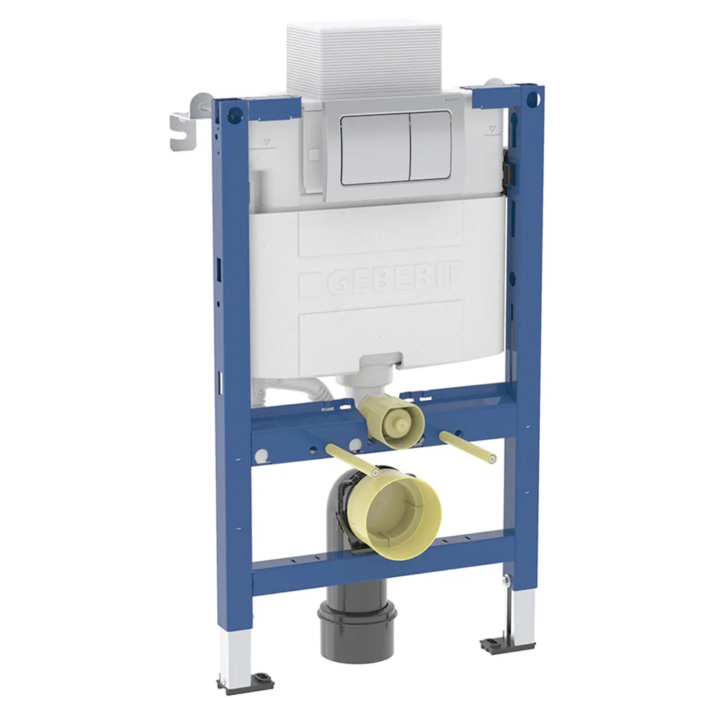 Geberit Duofix Alpha Element For Wall-Hung WC 82cm + Concealed Cistern + Square Flush Plate