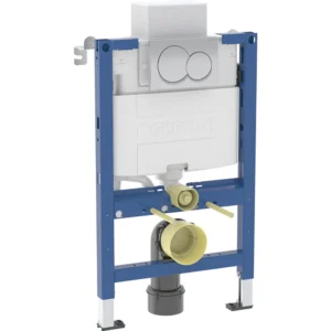 Geberit Duofix Alpha Element For Wall-Hung WC 82cm + Concealed Cistern + Round Flush Plate