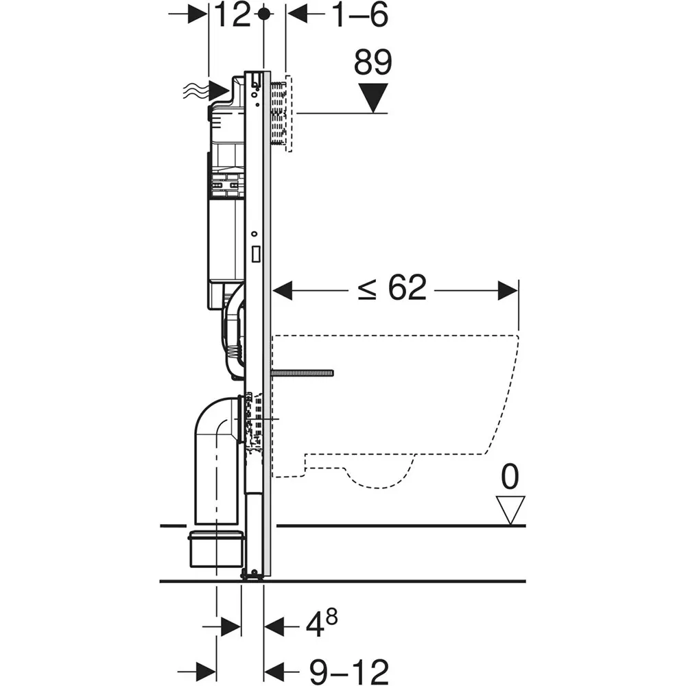 Geberit Duofix Alpha Element For Wall-Hung WC 98cm + Concealed Cistern 12cm - 6/3 Litres - Image 4
